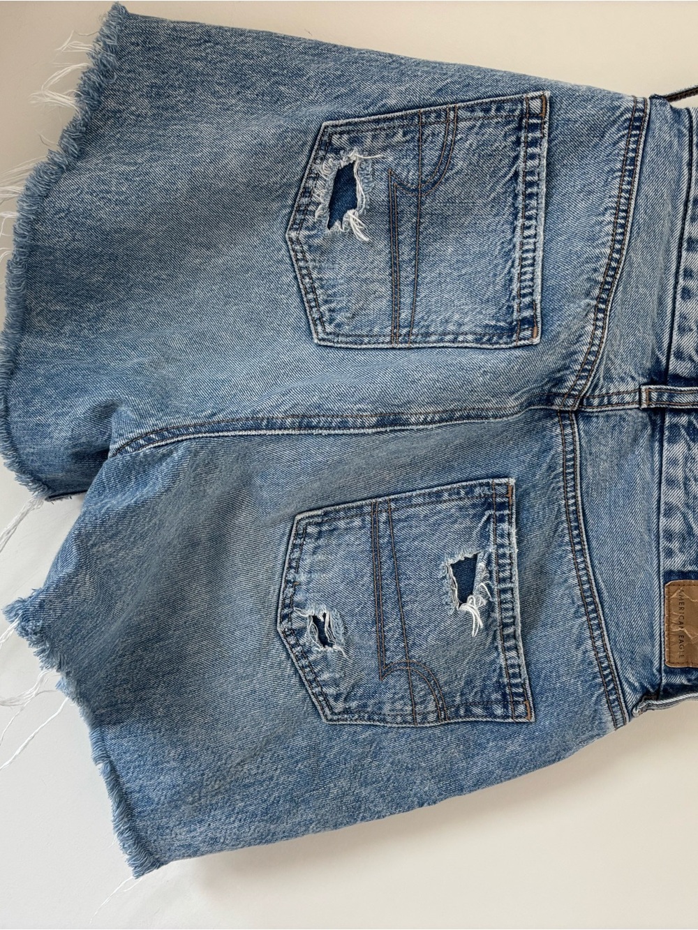 American Eagle Outfitters Light Blue Distressed Denim Shorts